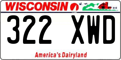 WI license plate 322XWD