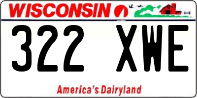 WI license plate 322XWE