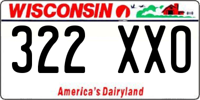 WI license plate 322XXO