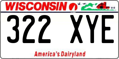 WI license plate 322XYE