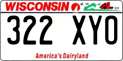 WI license plate 322XYO