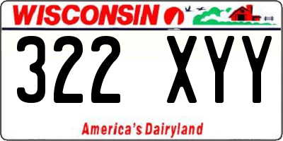 WI license plate 322XYY
