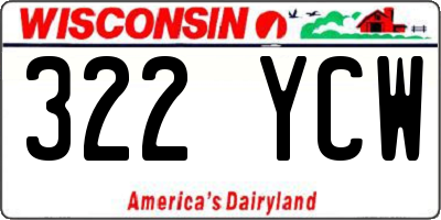 WI license plate 322YCW