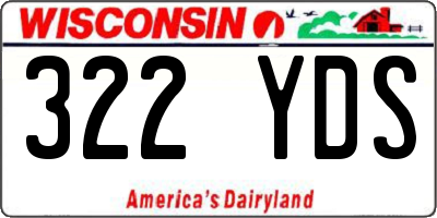 WI license plate 322YDS