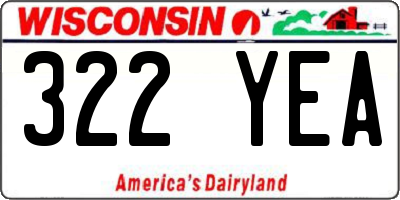 WI license plate 322YEA