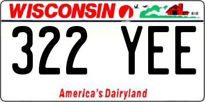 WI license plate 322YEE