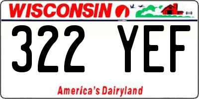 WI license plate 322YEF