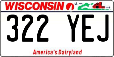 WI license plate 322YEJ
