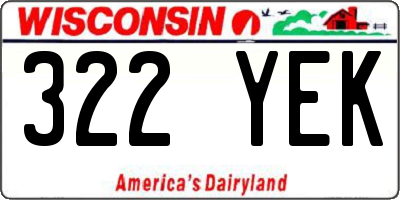 WI license plate 322YEK