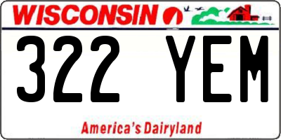 WI license plate 322YEM