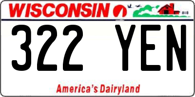 WI license plate 322YEN