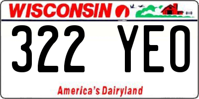 WI license plate 322YEO