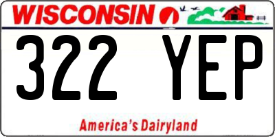 WI license plate 322YEP