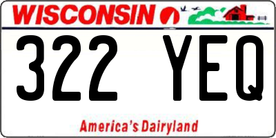WI license plate 322YEQ