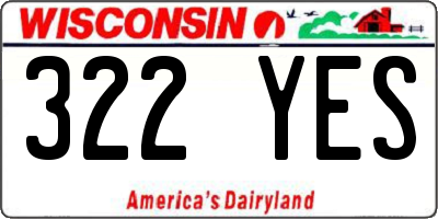 WI license plate 322YES