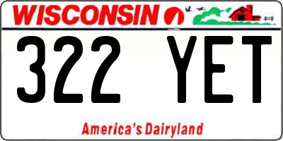 WI license plate 322YET