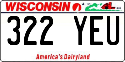 WI license plate 322YEU