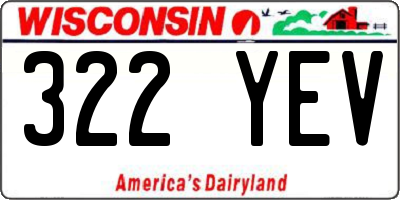 WI license plate 322YEV