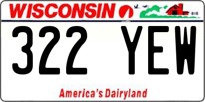 WI license plate 322YEW
