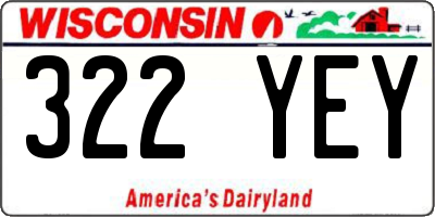 WI license plate 322YEY
