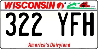 WI license plate 322YFH