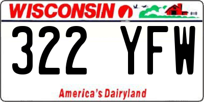 WI license plate 322YFW