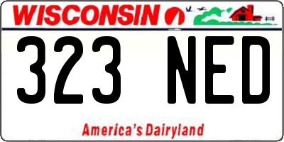 WI license plate 323NED