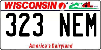 WI license plate 323NEM