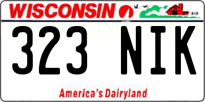 WI license plate 323NIK