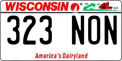 WI license plate 323NON