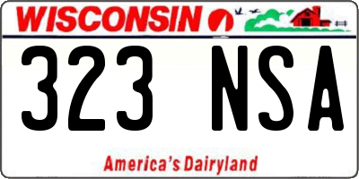 WI license plate 323NSA
