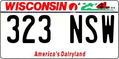 WI license plate 323NSW