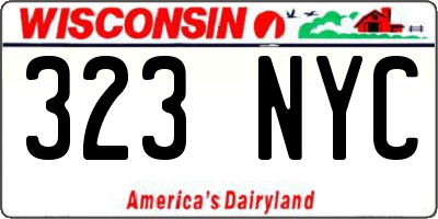 WI license plate 323NYC
