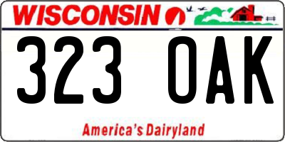 WI license plate 323OAK