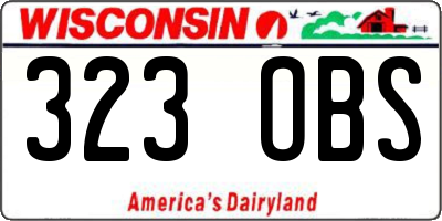 WI license plate 323OBS
