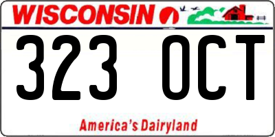 WI license plate 323OCT
