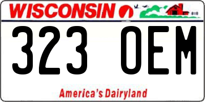 WI license plate 323OEM