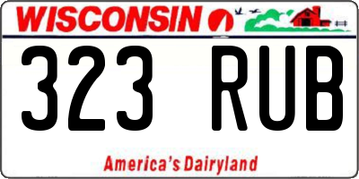 WI license plate 323RUB