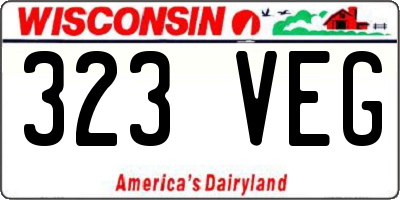 WI license plate 323VEG