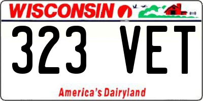 WI license plate 323VET