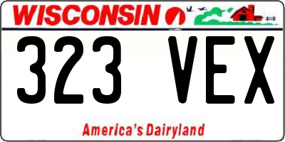 WI license plate 323VEX