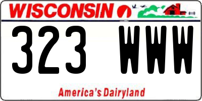 WI license plate 323WWW