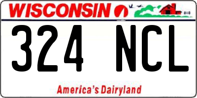WI license plate 324NCL