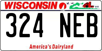 WI license plate 324NEB