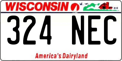 WI license plate 324NEC