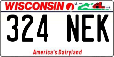 WI license plate 324NEK