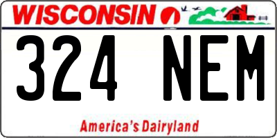 WI license plate 324NEM