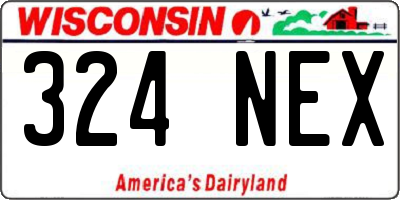 WI license plate 324NEX