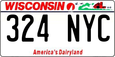 WI license plate 324NYC