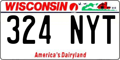 WI license plate 324NYT